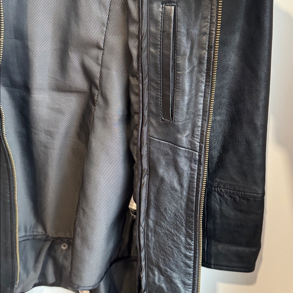 Danier Black Leather Long Jacket - Picture 8 of 16